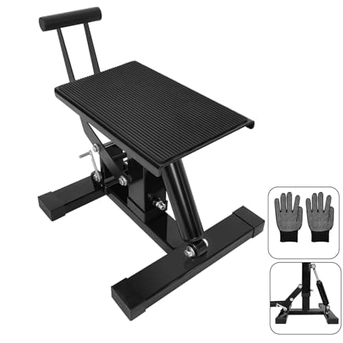 Image of Motorcycle Jack Lift Stand 440 lbs Capacity, Heavy Duty Steel Hydraulic Dirt Bike Stand Lift with Adjustable Height Hoist Table for for Pit Bikes ATVs Maintenance, Motorbike Repair Accessories Tools