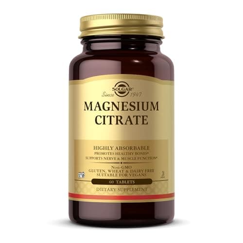 Image of Solgar Magnesium Citrate Tablets - Pack of 60 - Supports The Nervous System - Energy Release - Reduces Tiredness and Fatigue - Vegan and Gluten Free