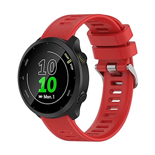 Image of Wownadu 20mm Watch Strap Compatible for Garmin Forerunner 55/245 /165/645, Replacement Silicone Straps Red Waterproof Sport Band for Women Men, Accessories (No Watch)