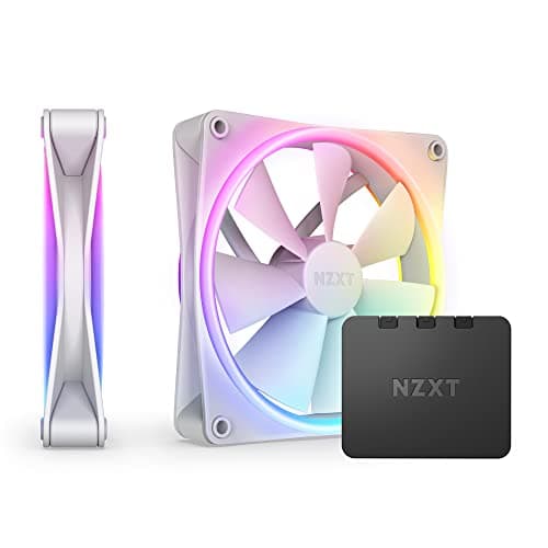 Image of NZXT F140 RGB Duo Twin Pack - 2 x 140mm Dual-Sided RGB Fans with RGB Controller – 20 Individually Addressable LEDs – Balanced Airflow and Static Pressure – Fluid Dynamic Bearing – PWM – White