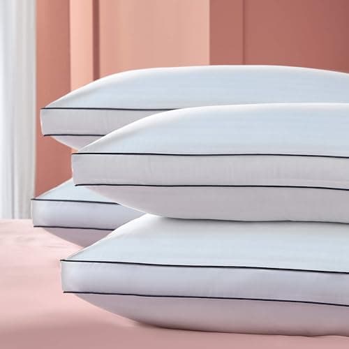 Image of Silentnight Hotel Collection Luxury Pillows 4 Pack - Soft Touch Hotel Quality Bed Pillows for Back and Side Sleepers with Box Design Offering Extra Head and Neck Support - Pack of 4