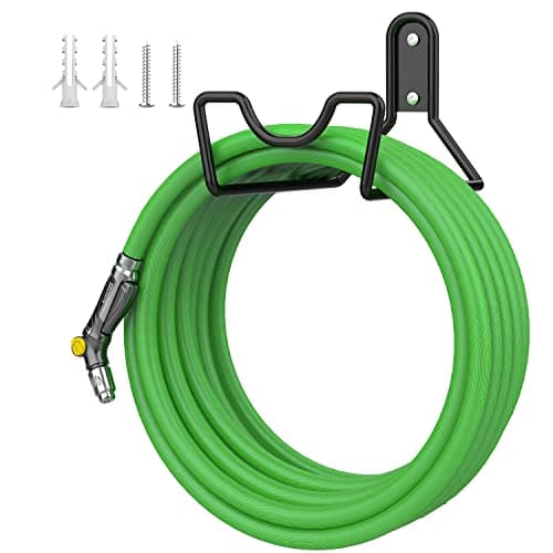 Image of Mutool Garden Hose Holder Wall Mount, Heavy Duty Garden Hose Hook Outdoor for Wall Storage with Screws, Hosepipe Holder (Black)