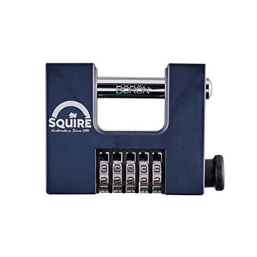 Image of Squire Heavy Duty Padlock (CBW85) - 5 Wheel Combination - Alloy Steel for Corrosion Resistance - Ideal for Gates, Garages and Large Sheds (Blue, 85 mm)