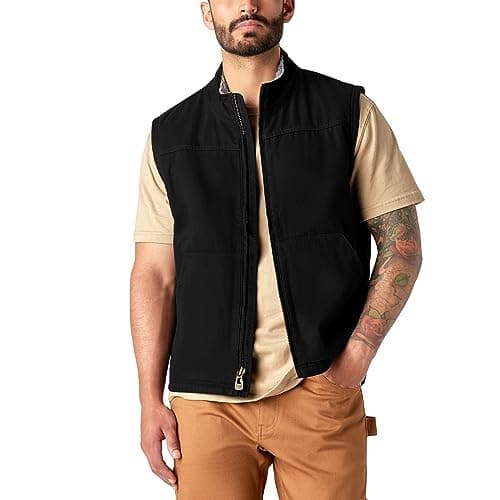 Image of Dickies, Men's, SHERPA LINED DUCK VEST, RINSED BLACK, M