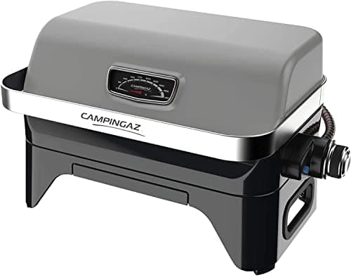 Image of Campingaz Gas BBQ Attitude2go CV, Low-Smoking Portable Barbecue, Camping Grill, Tabletop Grill, Barbecue with Lid, Thermometer and Cast Iron Grid, Runs on CV 470 Plus Gas Cartridge, Grey