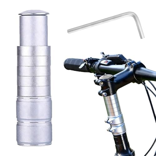 Image of Rthynti Bike Stem Riser, 28.6mm Bike Stem Riser Extender, Bike Fork Stem Riser Bicycle Aluminum Alloy Bicycle Handlebar Raiser Adapter for Bicycle Cycling Mountain Bike MTB (Silver)