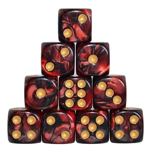 Image of StarMall 10-Pack 16mm D6 Polyhedral Dice Set 6-sided Acrylic Die for RPG MTG DND Dice Table Board Games (Black-Red)