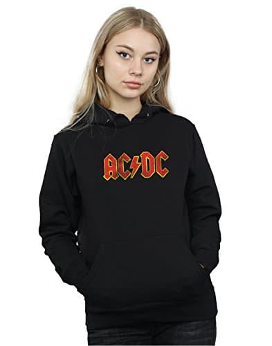Image of AC/DC Women's Distressed Red Logo Hoodie Small Black