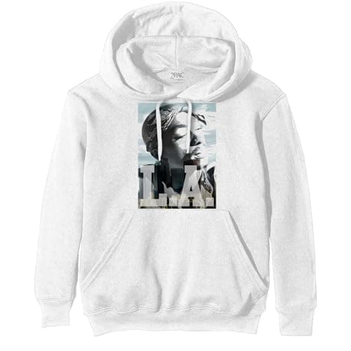 Image of Tupac 'L.A. Skyline' (White) Pull Over Hoodie (x-Large)