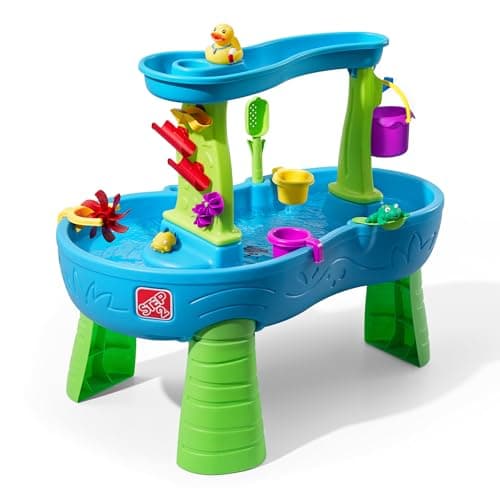 Image of Step2 Rain Showers Splash Pond Toddler Water Table, Outdoor Kids Water Sensory Table, Ages 1.5+ Years Old, 13 Piece Water Toy Accessories, Kids Activity Table, Blue & Green