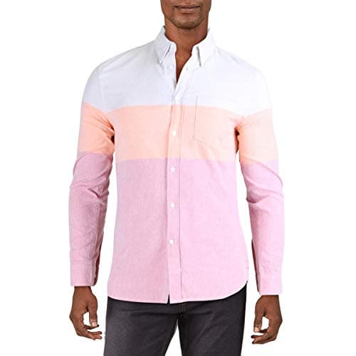 Image of French Connection Men's Brushed Oxford Long Sleeve Button Down Shirt, Dove Gray Multi, Large