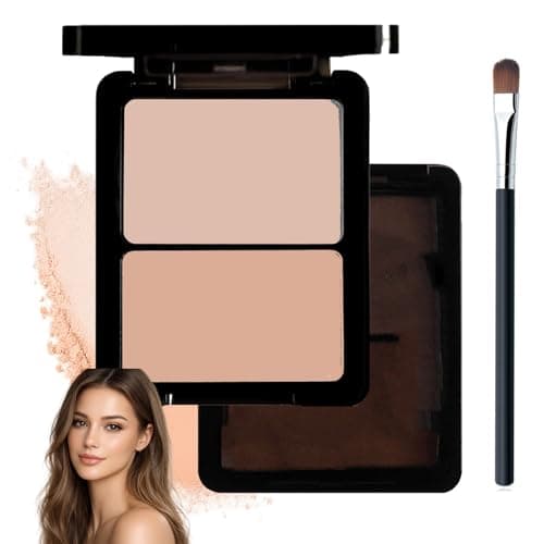 Image of Dual-Tone Nude Concealer Palette for Brightening & Contouring – Light & Deep Beige Compact with Mirror, Matte Powder for Natural Sculpted Look, Everyday Work Makeup Essential (Brown)