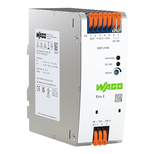 Image of WAGO 2687-2146 ECO2 Compact Power Supply, 1-Phase, 24VDC, DIN-rail, 10A (Pack of 1)