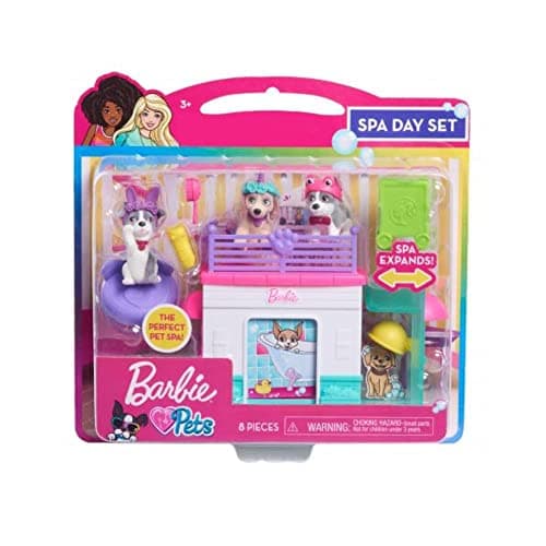 Image of Barbie Pets Spa Day Playset, 8 Piece Connectible Playset with Pet Figures and Accessories, Kids Toys for Ages 3 Up by Just Play