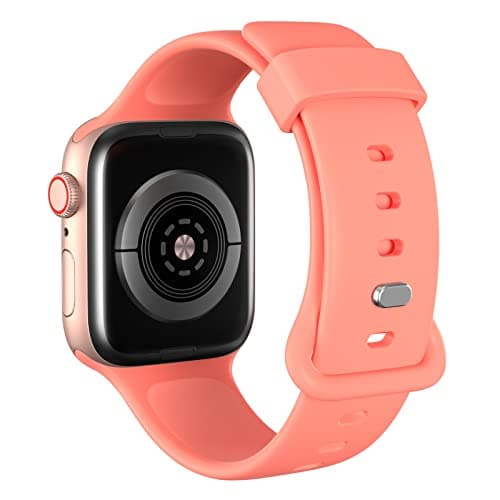 Image of AOTUAO Sport Straps Compatible with Apple Watch Strap 41mm 40mm 38mm, Soft Silicone Sport Band Replacement for iWatch Strap Series 9 8 7 6 5 4 3 2 1 SE Women Men, Coral Orange