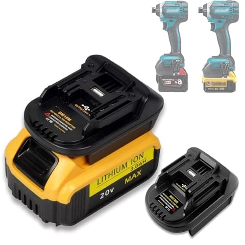 Image of DM18M for Dewalt & Milwauke to for Makita Battery Adapter (Converter for Dewalt 20V & for Milwaukee M18 Battery to for Makita 18V Power Tools)