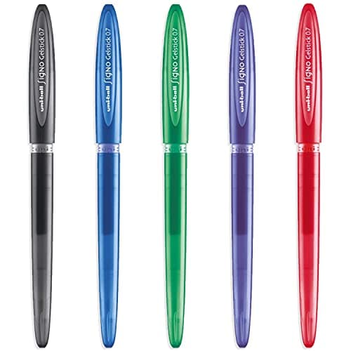 Image of uni-ball Signo UM-170 Gelstick Gel Rollerball Pen - Black, Blue, Green, Violet & Red Ink - Pack of 5