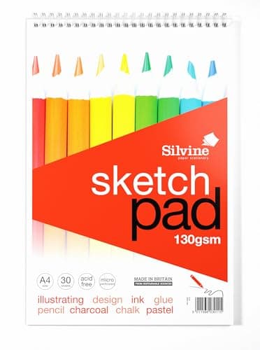 Image of Silvine A4 Sketch Pad Wirebound 130gsm 30 sheets - Packaging May Vary