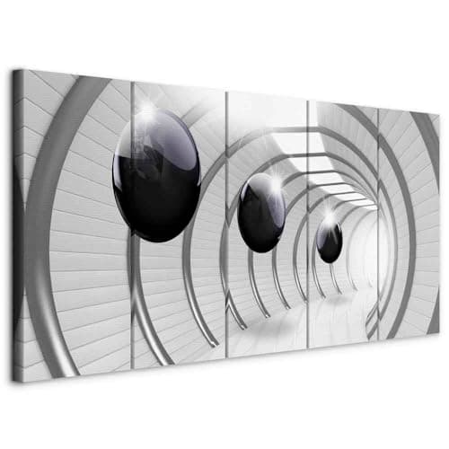 Image of murando Canvas Wall Art 3D effect 100x40 cm / 40"x16" 5pcs. Large Canvas Prints XXL - Art Deco Pictures for Bedroom Walls - Home Decor Wall Pictures for Living Room Sphere grey a-C-0001-b-m