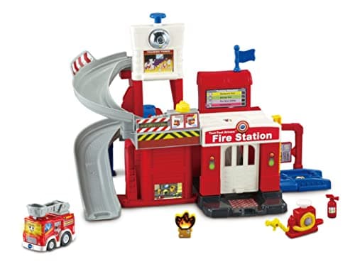 Image of VTech Toot-Toot Drivers Fire Station, Car Playset Includes Fire Engine Toy Car, Vehicle Tracks for Kids with Lights and Sounds, for Toddlers, 12 Months, 2, 3, 4 + Years, English Version