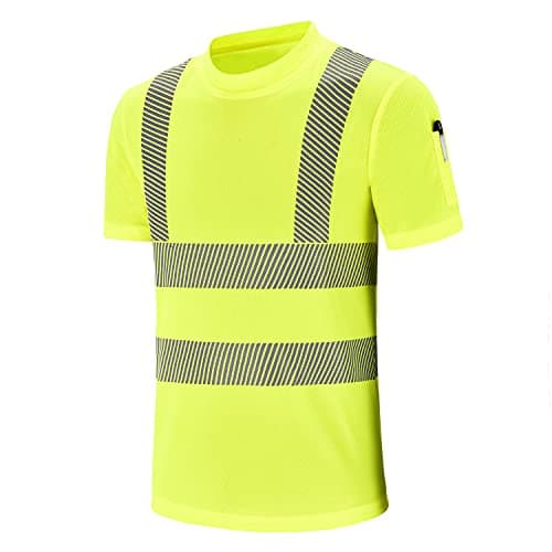 Image of AYKRM 3XL-4XL high vis t Shirts Yellow Hi Vis High Viz Visibility Short Sleeve Safety Work Polo T Shirt (Yellow, 3XL-4XL)