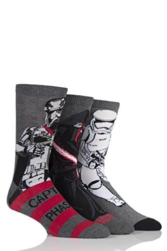 Image of Mens 3 Pair Star Wars New Villains Kylo Ren, Captain Phasma and Storm Trooper Socks Assorted 6-11 Mens