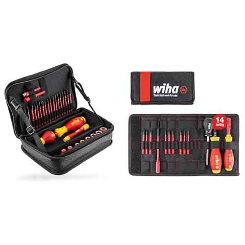 Image of Wiha 7209NK-2002 slimVario Set, Red Yellow, 32 TLG, (43465) & 2872T13 TorqueVario-S Metal and Plastic Electric 0,8-5,0 Nm, Multi-Colour, Set of 13 Piece, Pack of 1