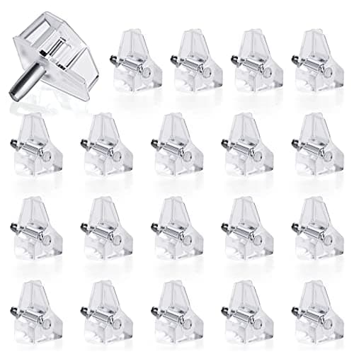 Image of Pack of 20 Shelf Supports Transparent 3 mm Shelf Supports for Shelves Shelf Supports Plastic Transparent With Steel Pin Shelf Holders For Wood And Glass Shelves Cupboard Shelf Bookshelves