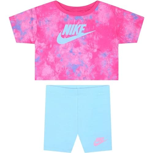 Image of Nike Girl Set Boxer Tee and Bike Short 16L658, fuchsia, 12-18 Months