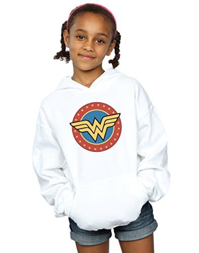 Image of Absolute Cult DC Comics Girls Wonder Woman Circle Logo Hoodie White 5-6 Years