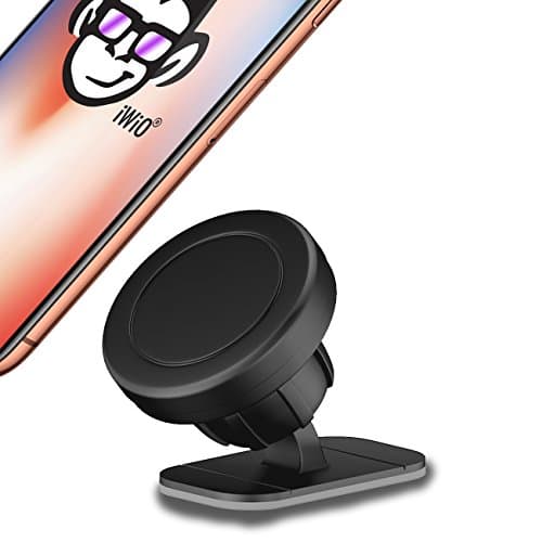 Image of IWIO 3M Adhesive Heavy Duty Strong Sticky Magnetic Car Mount Dashboard Holder [ Case Compatiable ] compatible with Vodafone Smart First 7 - BLACK