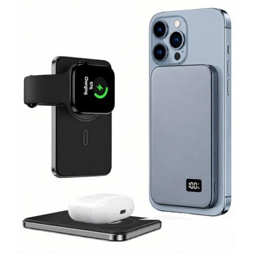 Image of For Magsafe Power Bank, 5000mAh Wireless Portable Charger, Magnetic Power Bank Battery Pack with 20W PD USB-C Fast Charging, Travel Essential Charger Compatible with iPhone 17/16/15/14/13/12