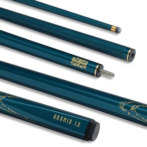 Image of POWERGLIDE Snooker Pool or Billiard Cue | Carbon Fibre & Fibreglass | Ultra Smooth Metallic Painted High Gloss Green | 2-Piece 50/50 Joint |Full Size 57" | 10mm Tip | 18oz