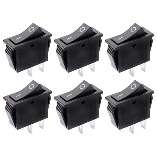 Image of 6PCS Toggle Switch, On/Off Mini Boat Switch 16A 250VAC, 2 Pin Toggle Press Button Rocker Switch for Car Auto Boat Household Appliances, Black