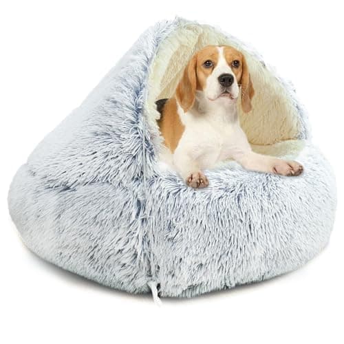 Image of YAGE Dog Bed 65cm,Hood with supports—Fluffy Calming Pet Bed Suitable for pets under 10kg with Removable Washable Cover,Luxury Super Soft Pet Cave Bed Washable Patent No.: 6242416 (under 10kg)
