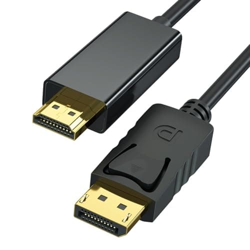 Image of DisplayPort to HDMI Cable 1.8M, 4K DP to HDMI Cable Adapter, Uni-Directional DP 1.2 to HDMI 1.4 Compatible with PC TV Monitor Projector Laptop Dell HP and More