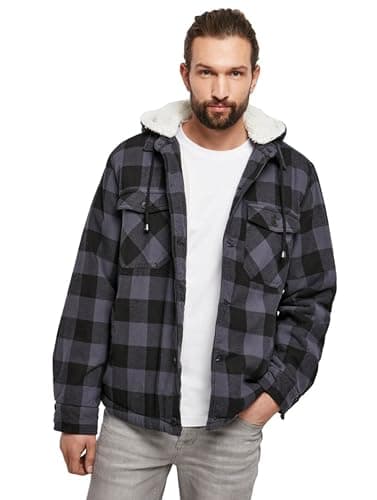 Image of Brandit Lumber Jacket Hooded, color: black/grey, size: S