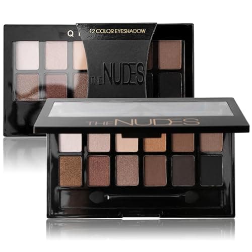 Image of Smoky Brown Nude Eyeshadow Palette - Highly Pigmented Matte Shadows for Women, Waterproof & Long Lasting - 12 Shades with Dark Black & Brown Eyeshadow