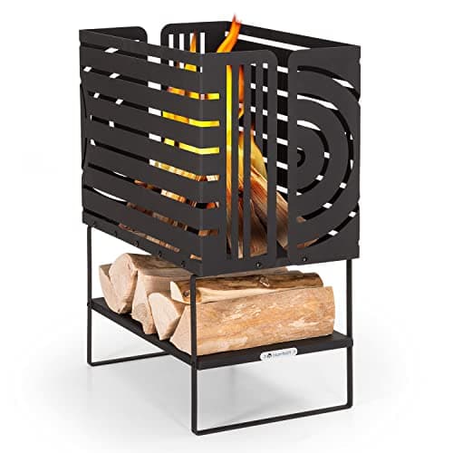 Image of blumfeldt Fire Pits for Garden, Fire Bowl Camping Firepit, Outdoor Wood Burners for Camp Firepit with Steel Base Stand, Outside Fireplace Log Burner, Rectangular Weatherproof Firebowl for Garden