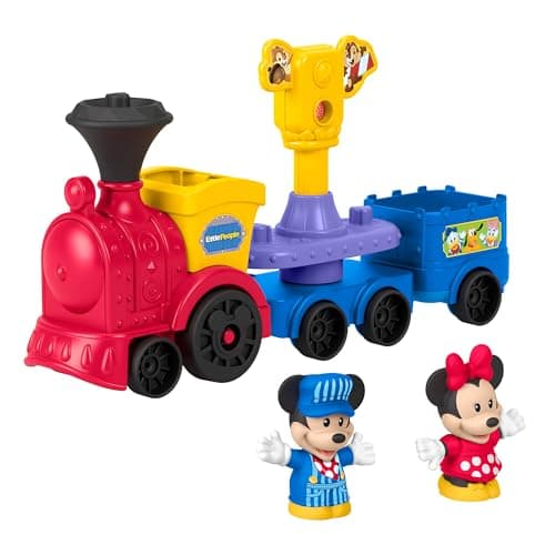 Image of Fisher-Price Little People Toddler Toy DISNEY Jr Mickey & Minnie Musical Train with 2 Figures for Pretend Play Kids Ages 18+ Months, JKB04