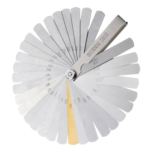 Image of Feeler Gauges Stainless Steel Thickness Gauge 32 Blades 0.04-0.88 Mm (0.0015-0.035 Inch) Dual Marked Metric and Imperial Measuring Tools for Valves Measuring Gap Widths and Thicknesses(Straight)
