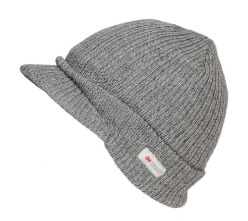 Image of Thinsulate Peaked Knitted Beanie Hat Winter Hat Stretch Knit Work Causal Outdoors Fleece Lined One Size (UK, Alpha, One Size, Light Grey)