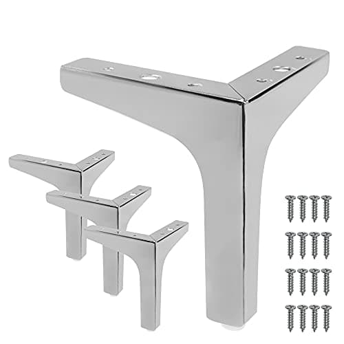 Image of Cjueiom 17cm / 7 Inch Furniture Legs Chrome Sofa Legs Set of 4, Modern Table Legs Metal Triangle Furniture Feet, Sofa Foot Couch Legs Replacement for Cabinet Cupboard Chair Ottoman