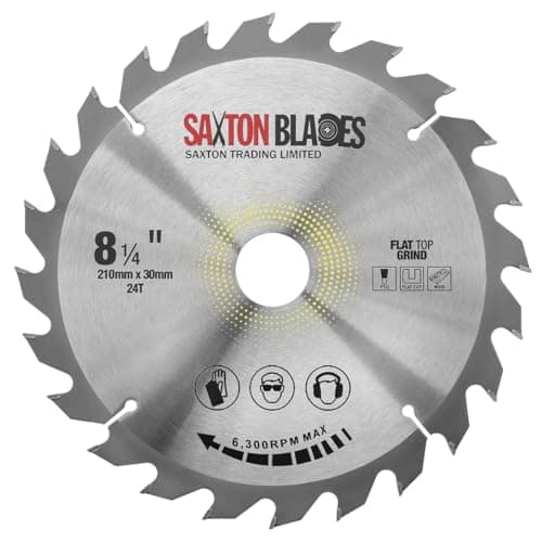 Image of Saxton Flat Top TCT Circular Saw Blade 210mm x 24T x 30mm Bore + rings fits Bosch Makita etc