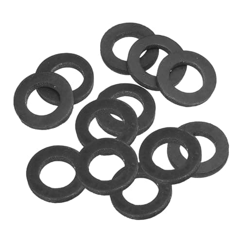 Image of PATIKIL M14 Rubber Flat Washer, 12 Pack 14mm ID 24mm OD 3mm Thick Sealing Spacer Gasket Ring for Faucet Pipe Water Hose Fastener Bolt, Black