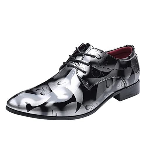 Image of Generisch Lace-up shoes, men's leather, leather shoes, men's black business, flat non-slip work shoes, PU with low rubber sole, block heel, wedding shoes, lightweight, waterproof, single shoes, gray