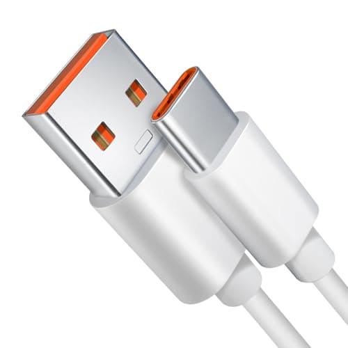Image of BeautifulU 2M USB C Cable, 3A Fast Charging and Data Sync Cord, 5V 3A 15W USB A to USB C Power Charging Cable for Phones, Tablets, Switch Pro Controllers, Home Security Cameras and More (White)