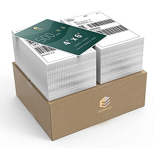 Image of EMBRIIO 4x6 Direct Thermal Labels, Pack of 1000-4" x 6" (100mm x 150mm) White Shipping Address Labels, Replacement for GP-1324D & Compatible with Thermal Printers