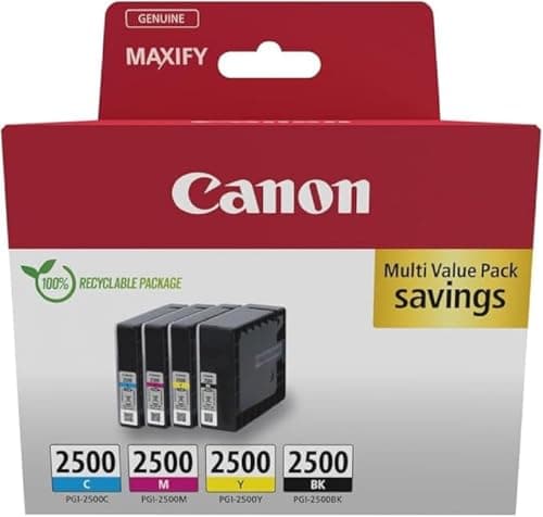 Image of Canon PGI-2500 C M Y BK Pack of 4 cartridges (Black Cyan Magenta Yellow) Genuine (Recycled Cardboard Multipack)