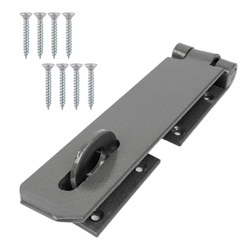 Image of Navoys Hasp & Staple Lock | Black Heavy Duty Steel Door Latch with Concealed Fixings | Rust Resistant Hammer Finish | Shed, Gate, Cupboard & Garage Security (7" x 2")